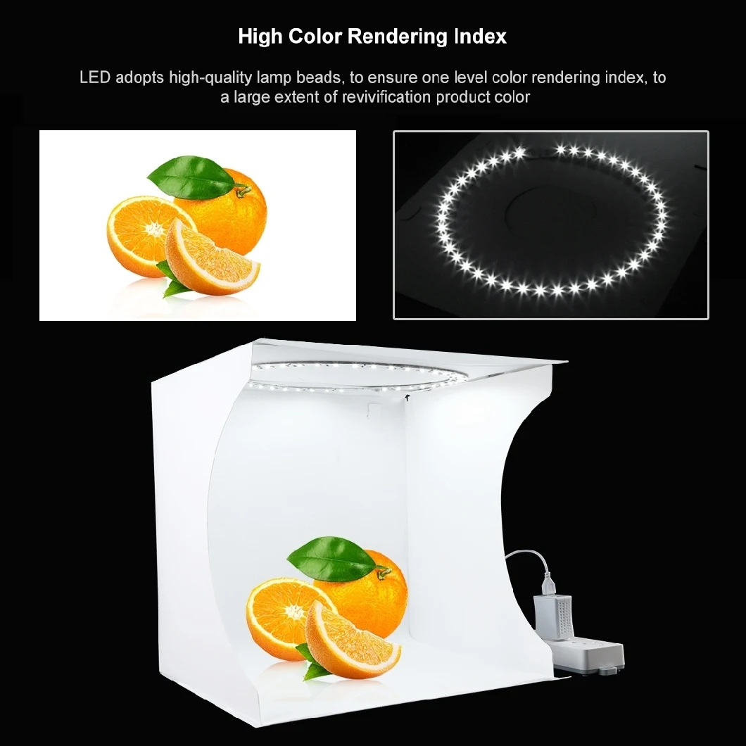 Puluz Folding Lightbox 2LED Mini Photo Studio Box with 6 Backdrops