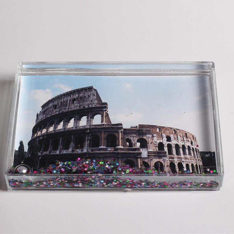 Rectangle Plastic Acrylic Water Photo Frame with Liquid Snow Globe