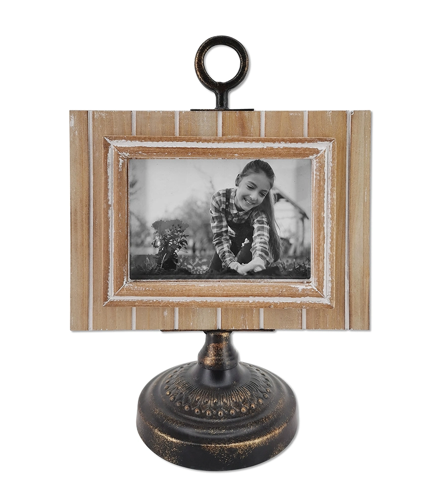 MDF Photo Frame with Metal Holder for Table Decor, Iron Holder with Different Shape for Photo Frame, Table Used Picture Frame