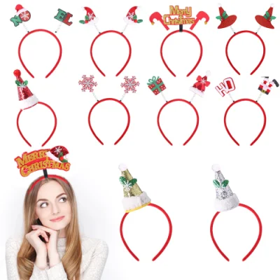 Рождественская повязка на голову для девочек, рождественские украшения для детей и взрослых, праздничные украшения, шляпа Санта-Клауса, повязка на голову, аксессуары для волос